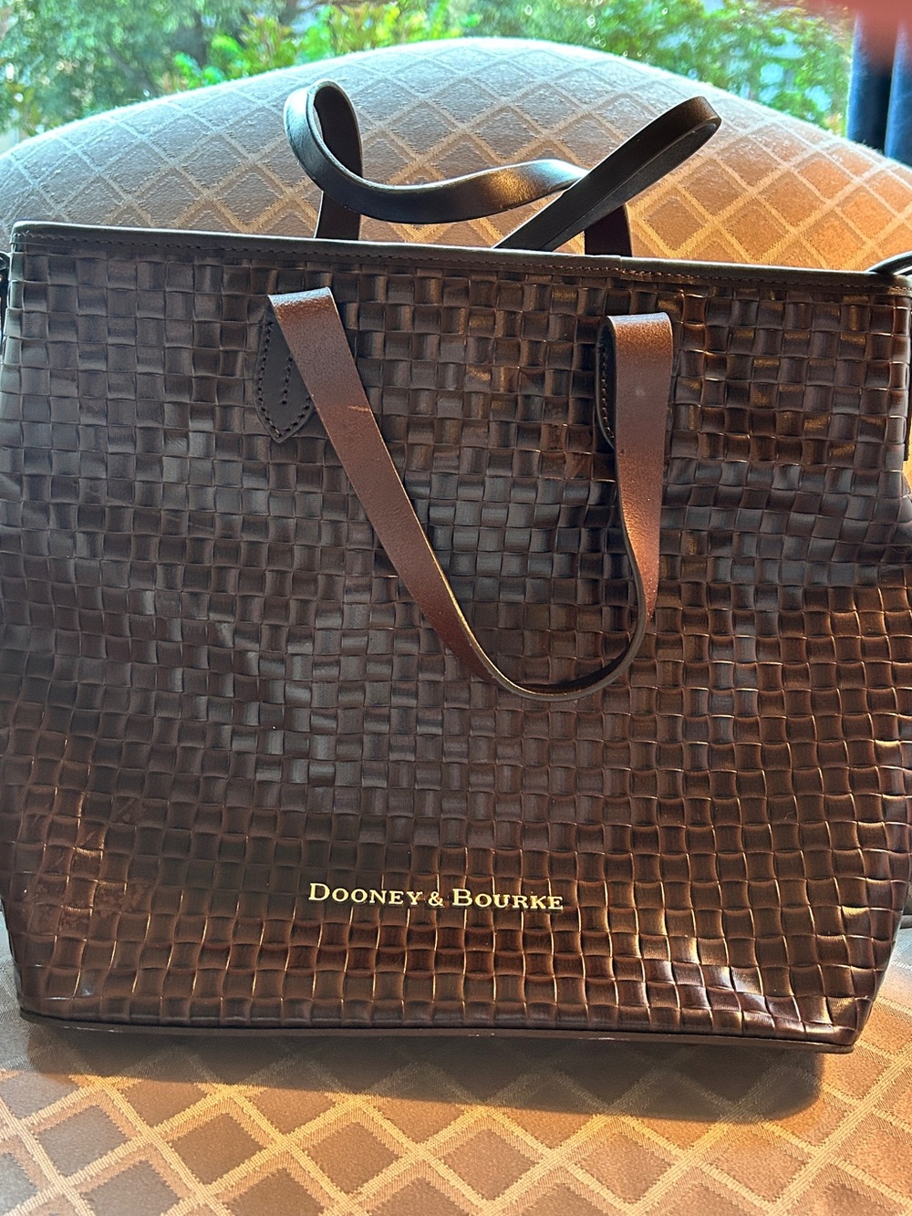 Dooney & Bourke Lilliana Woven Embossed Leather Tote Bag Brown